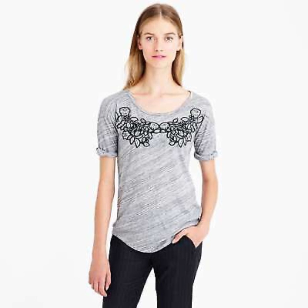 NWT J. Crew Floral Appliqué T-Shirt